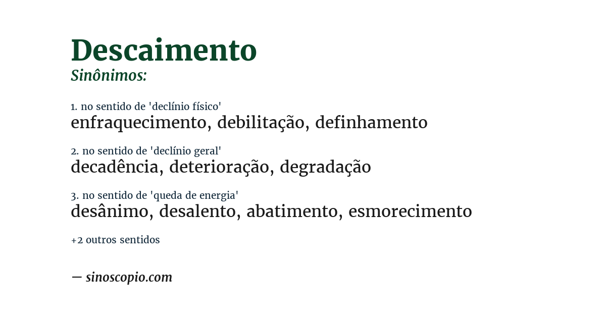 Sinônimo de descaimento