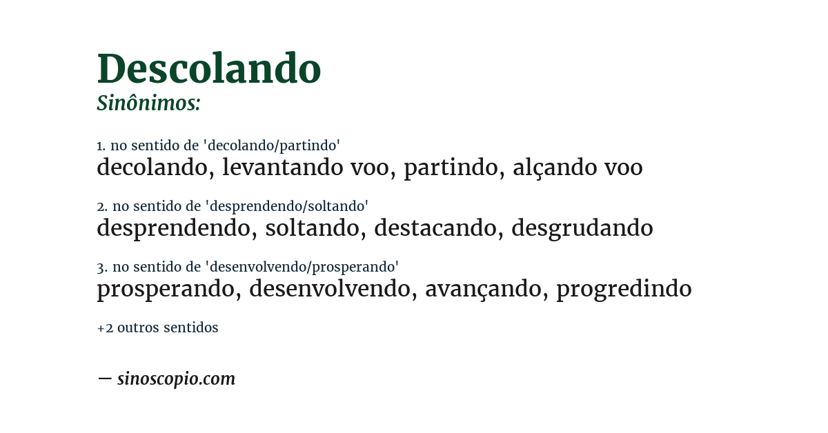 Sinônimo de descolando