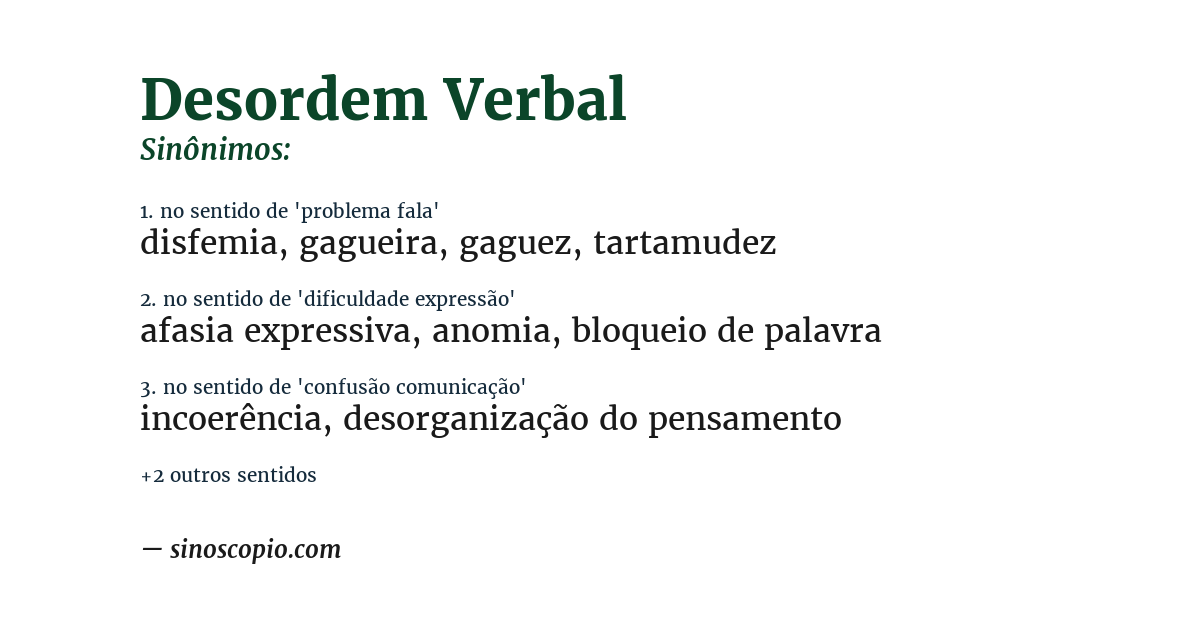Sinônimo de desordem verbal
