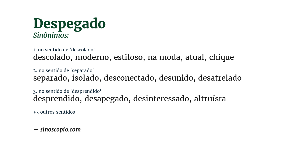 Sinônimo de despegado