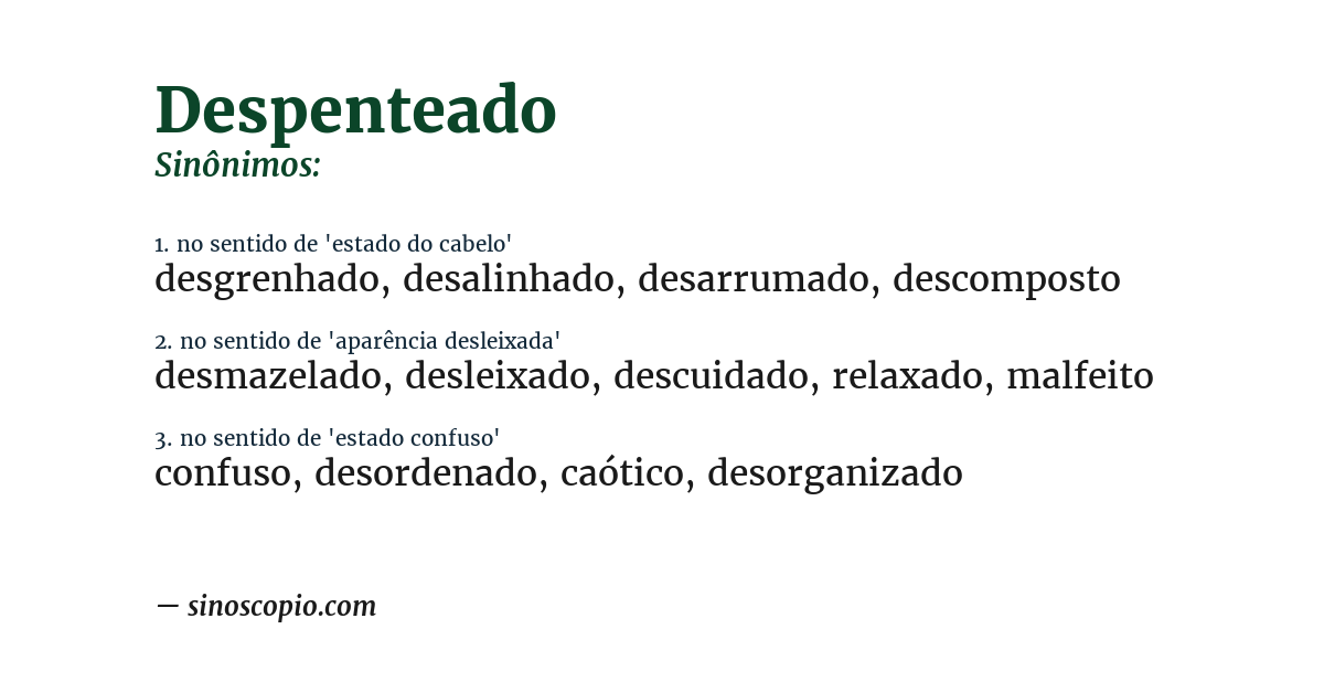 Sinônimo de despenteado
