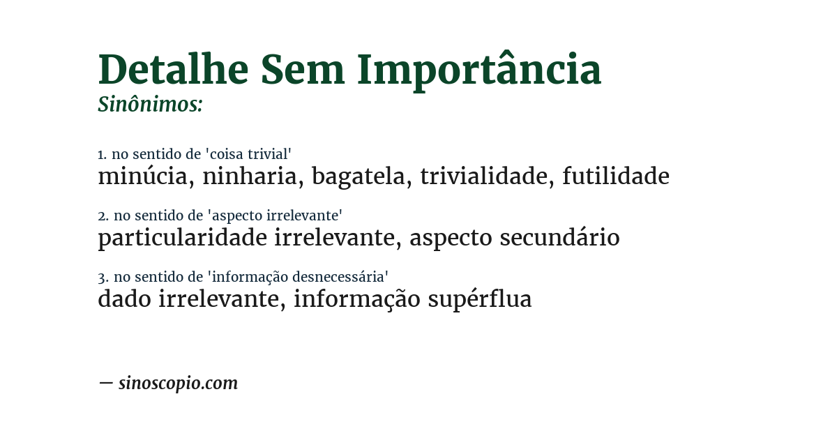 Sinônimo de detalhe sem importância