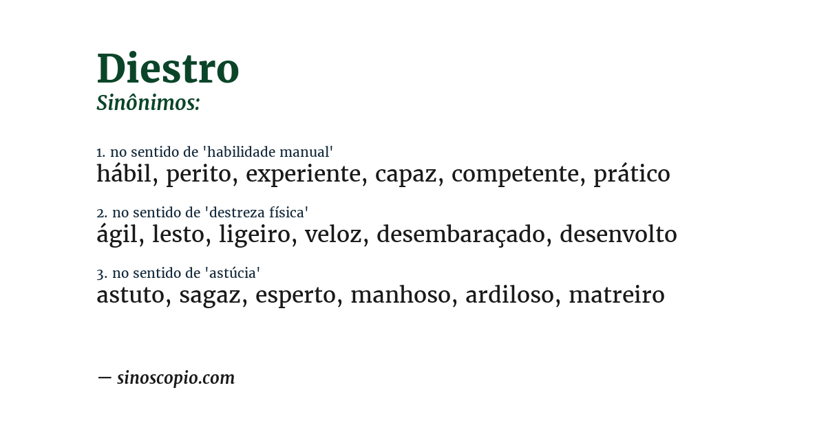 Sinônimo de diestro