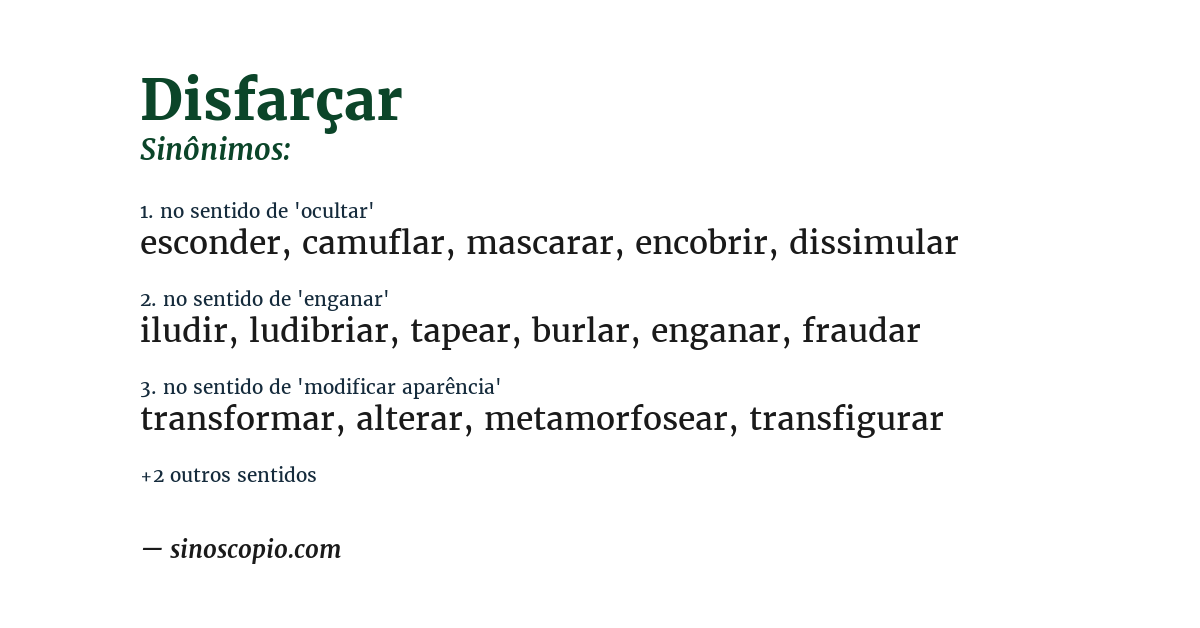 Sinônimo de disfarçar