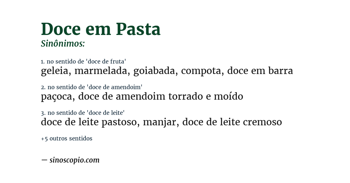 Sinônimo de doce em pasta
