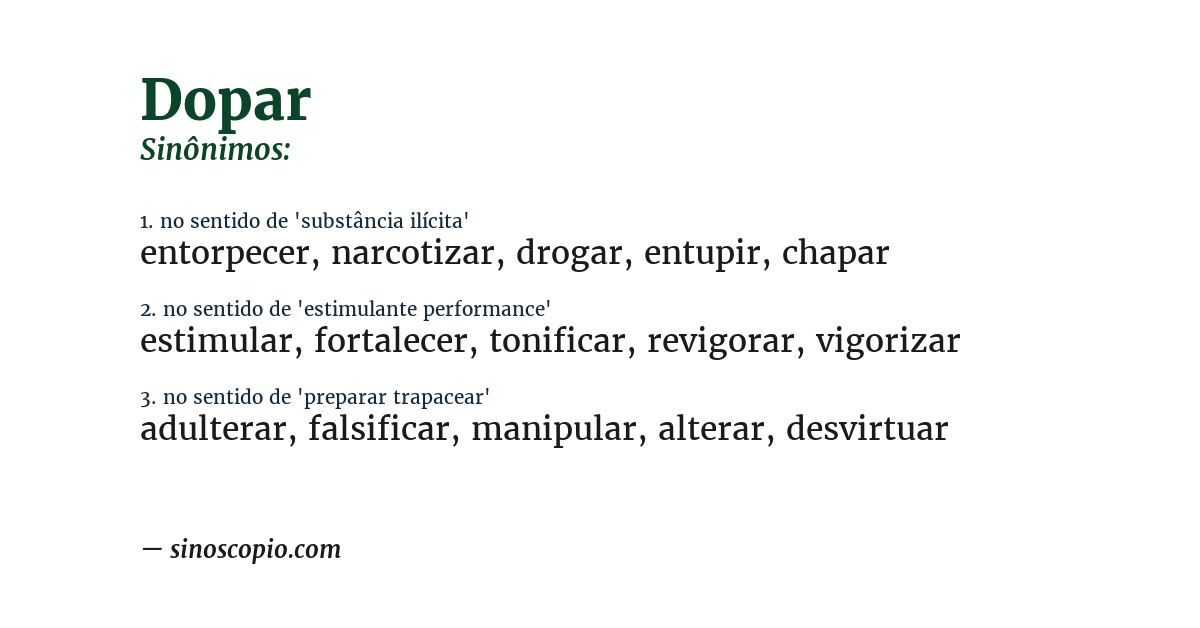 Sinônimo de dopar