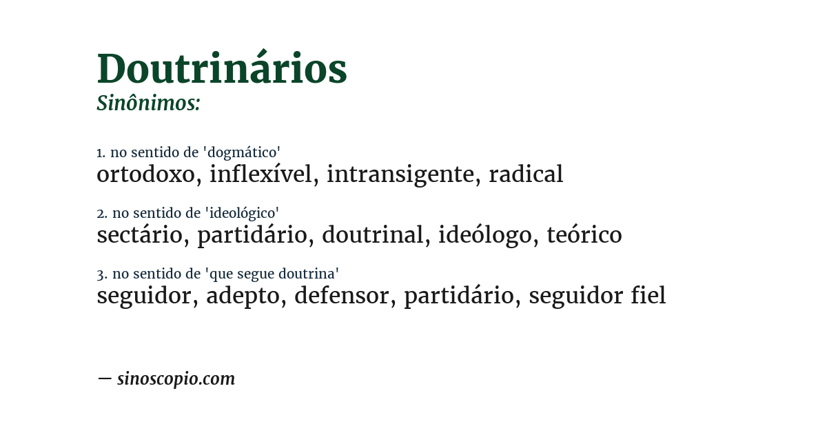 Sinônimo de doutrinários