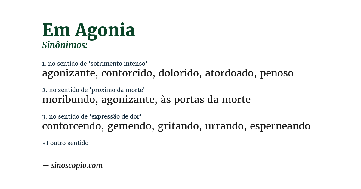 Sinônimo de em agonia