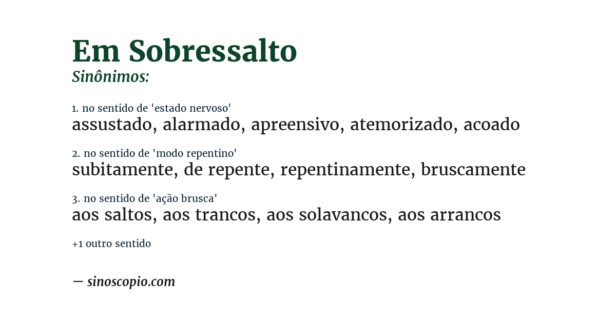 Sinônimo de em sobressalto