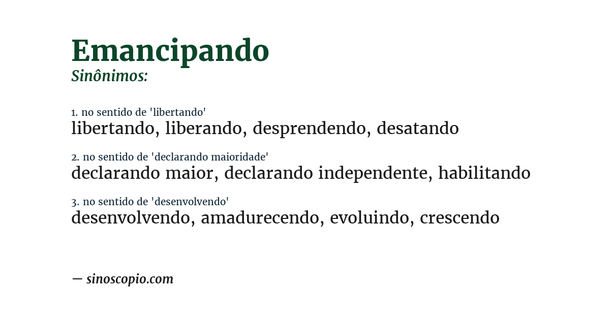 Sinônimo de emancipando