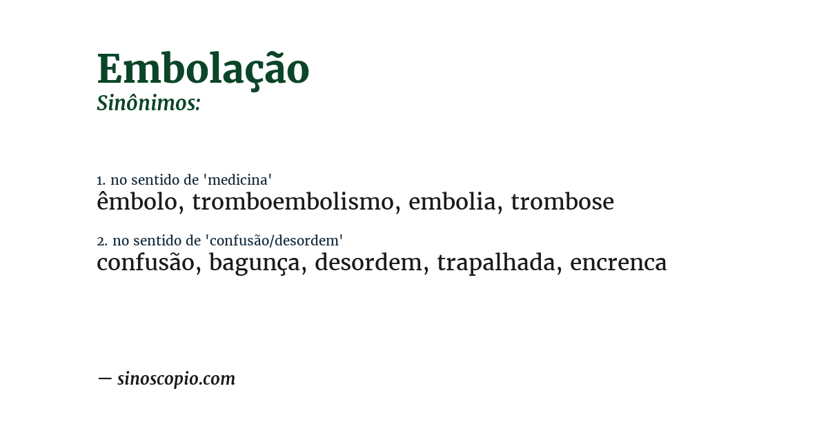 Sinônimo de embolação