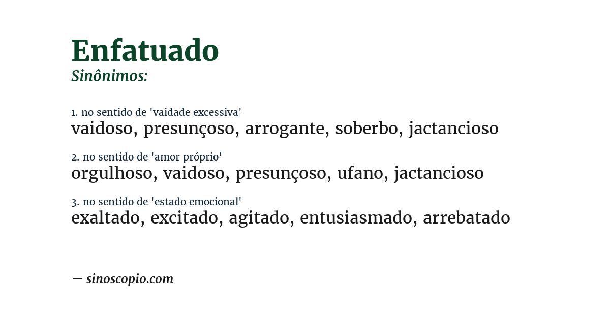 Sinônimo de enfatuado