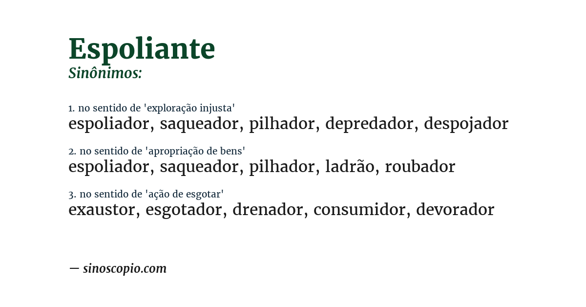 Sinônimo de espoliante