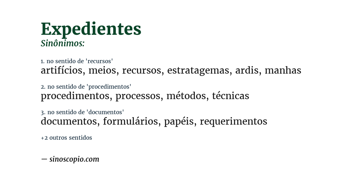 Sinônimo de expedientes