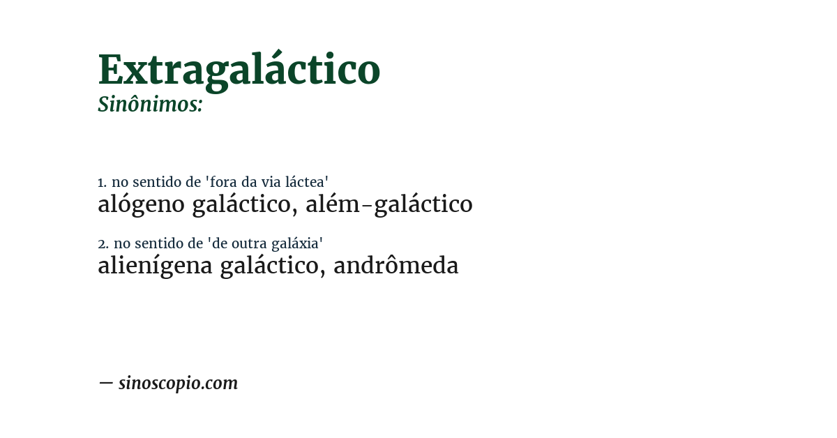 Sinônimo de extragaláctico