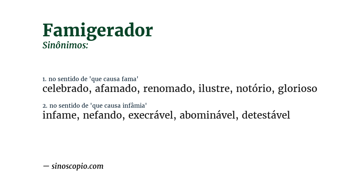 Sinônimo de famigerador