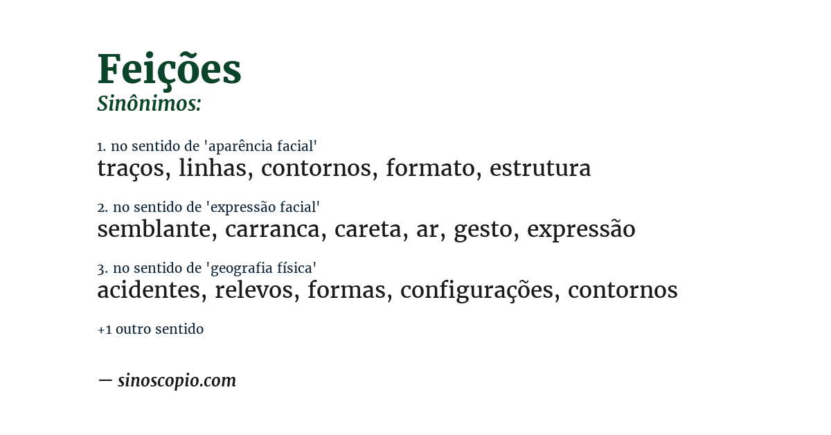 Sinônimo de feições