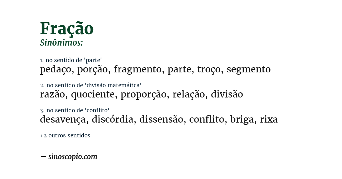 Sinônimo de fração