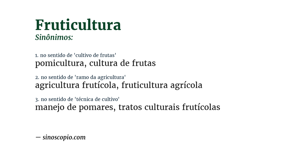 Sinônimo de fruticultura