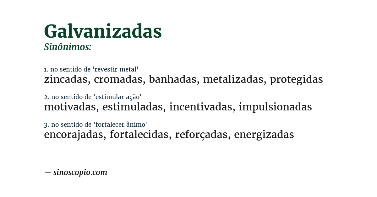 Sinônimo de galvanizadas