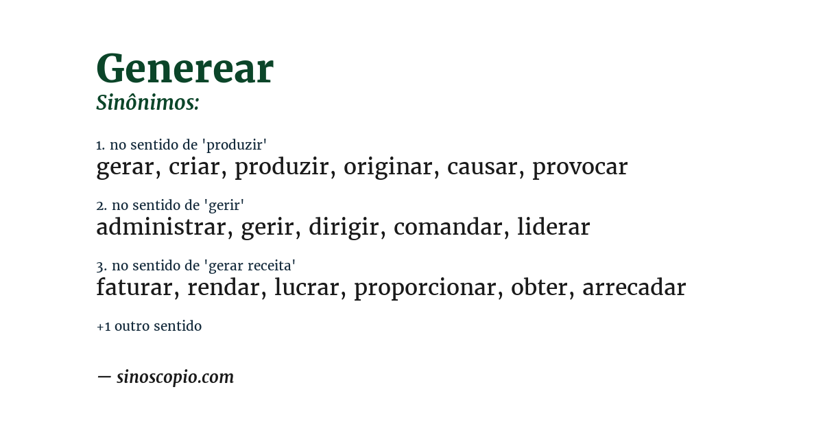 Sinônimo de generear