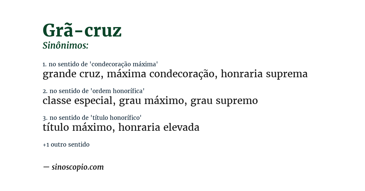 Sinônimo de grã-cruz