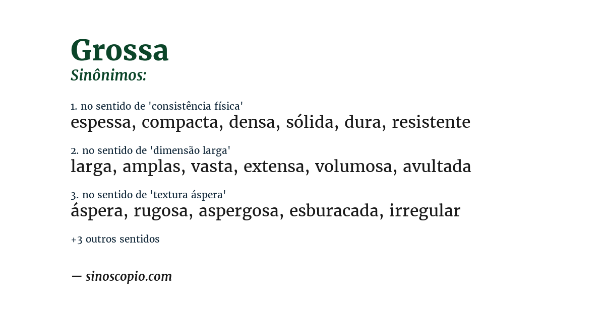 Sinônimo de grossa