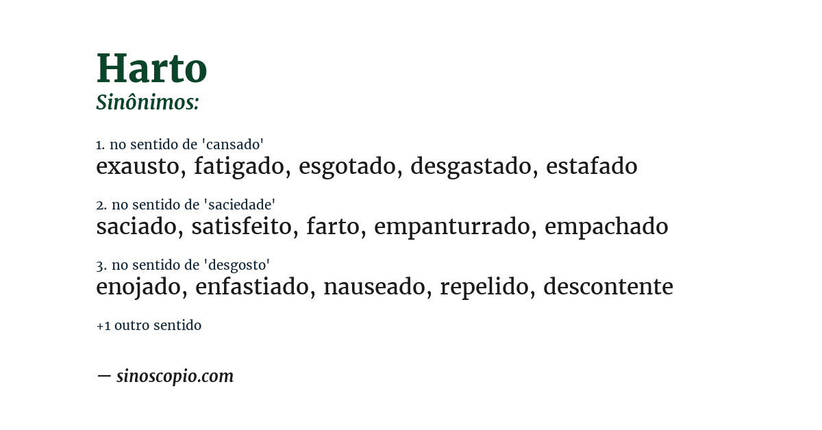 Sinônimo de harto