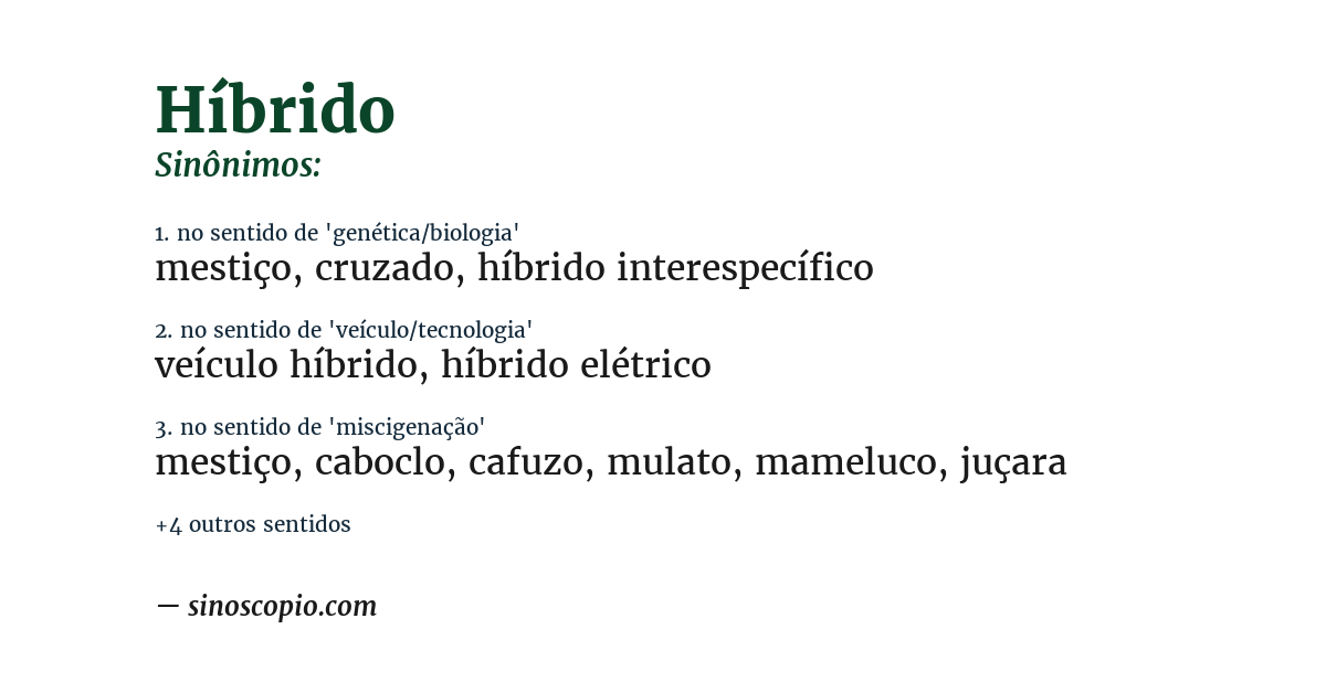 Sinônimo de híbrido