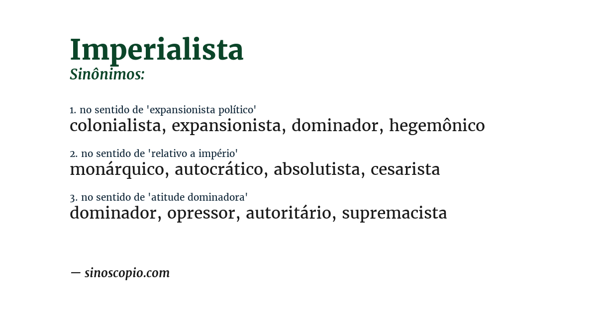 Sinônimo de imperialista