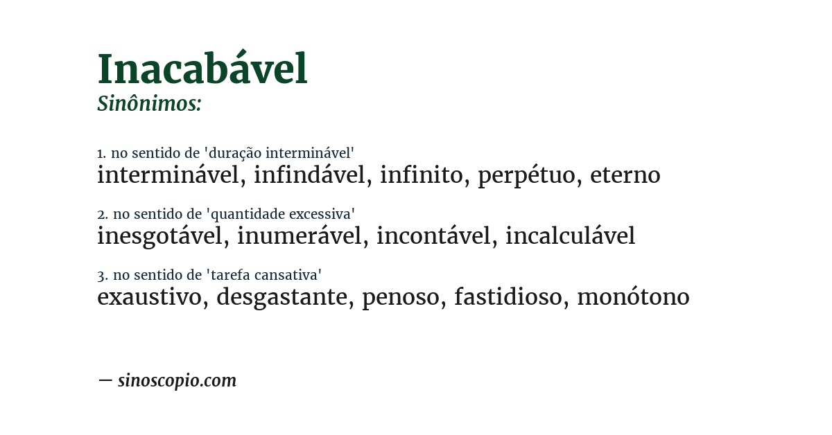 Sinônimo de inacabável