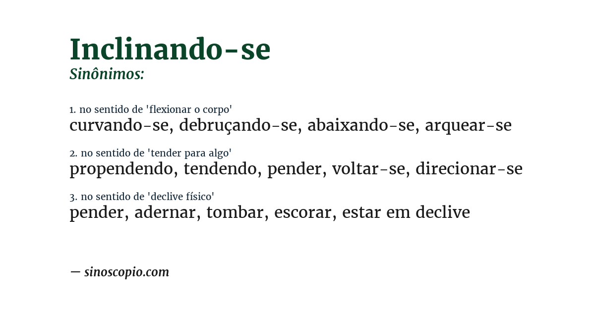Sinônimo de inclinando-se
