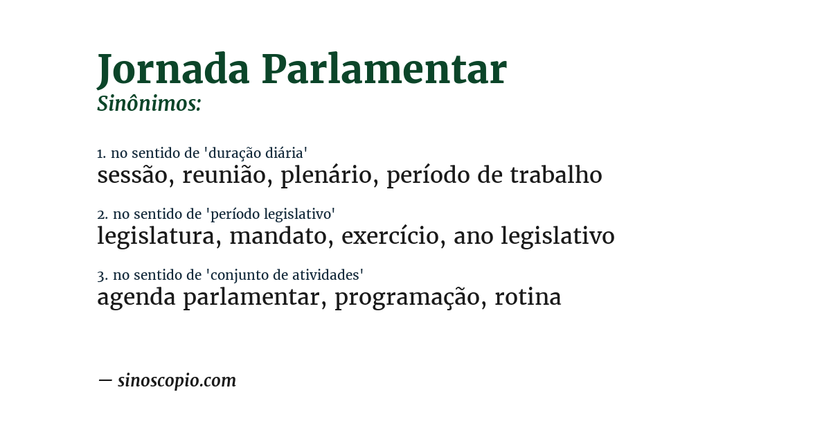 Sinônimo de jornada parlamentar