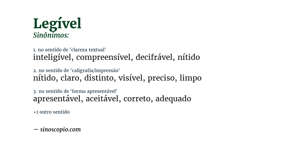 Sinônimo de legível