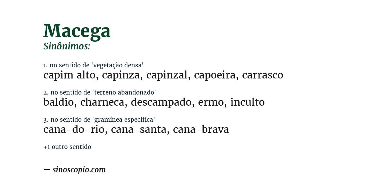 Sinônimo de macega