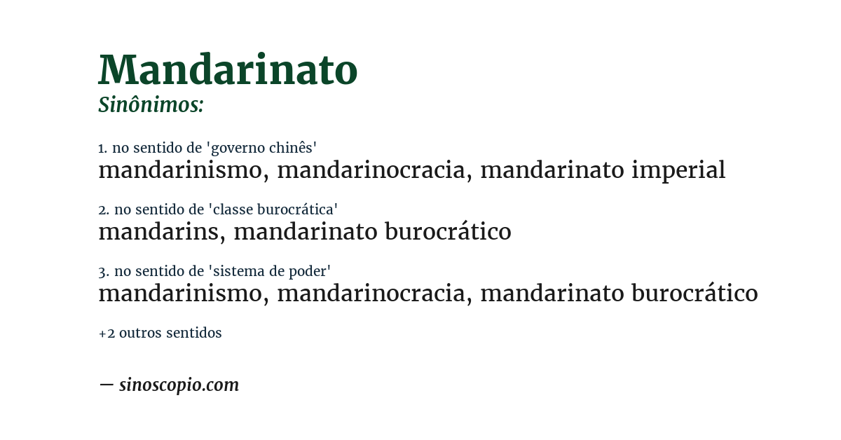 Sinônimo de mandarinato