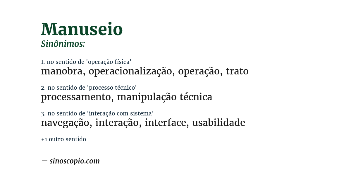 Sinônimo de manuseio