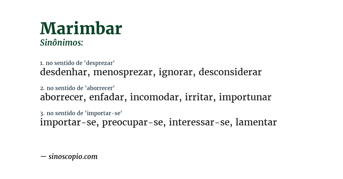 Sinônimo de marimbar