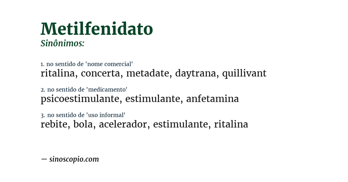 Sinônimo de metilfenidato