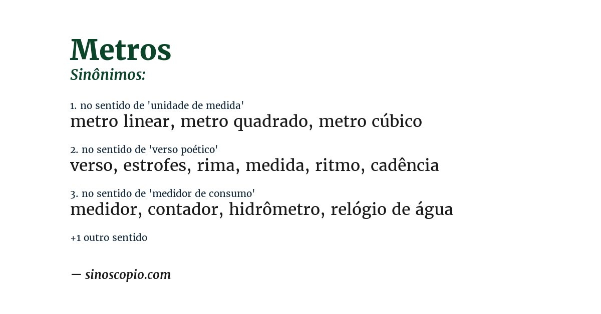 Sinônimo de metros