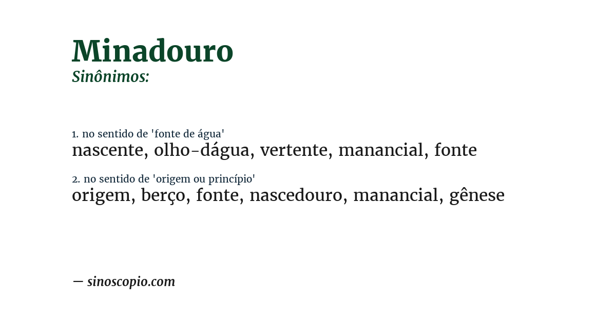 Sinônimo de minadouro