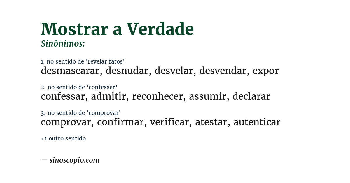 Sinônimo de mostrar a verdade