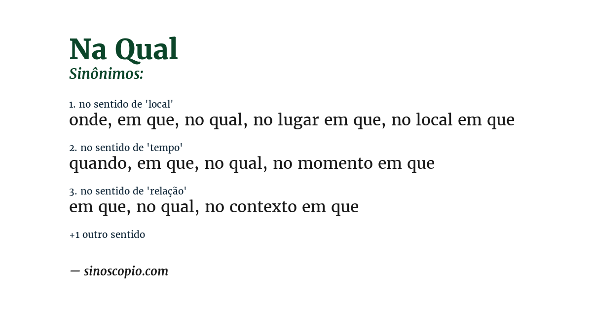 Sinônimo de na qual