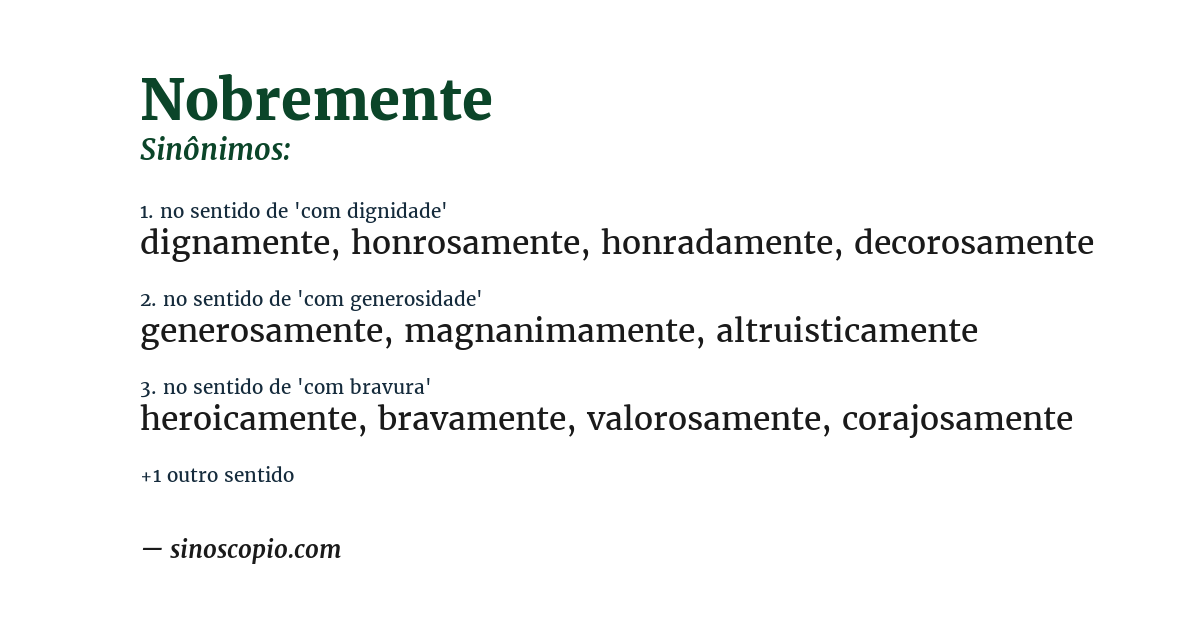 Sinônimo de nobremente
