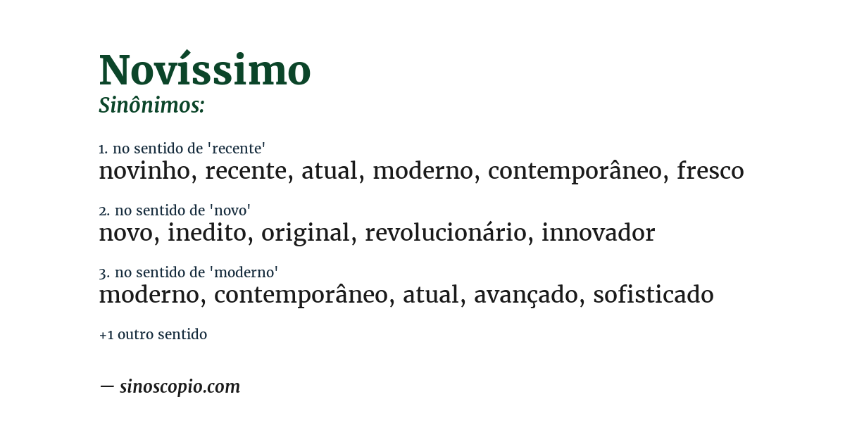 Sinônimo de novíssimo