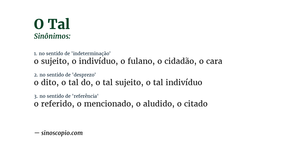 Sinônimo de o tal