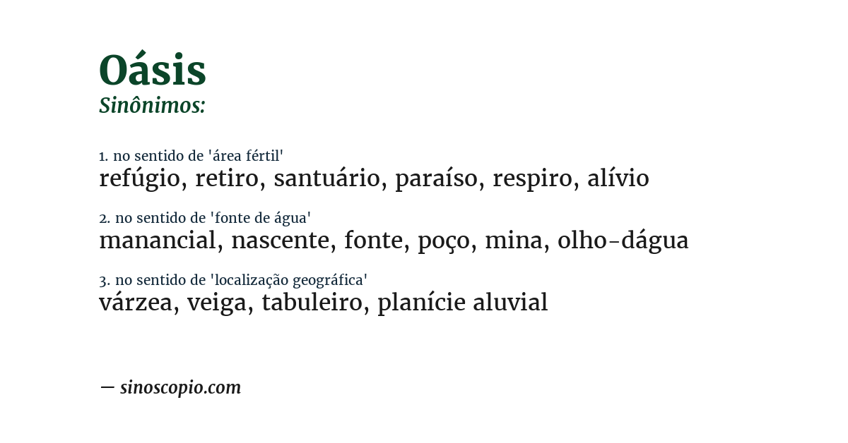 Sinônimo de oásis