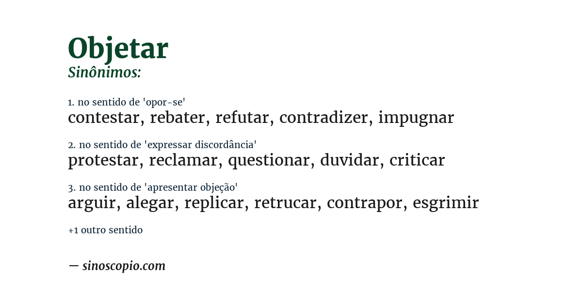 Sinônimo de objetar