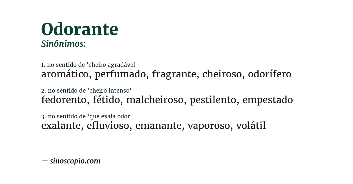 Sinônimo de odorante
