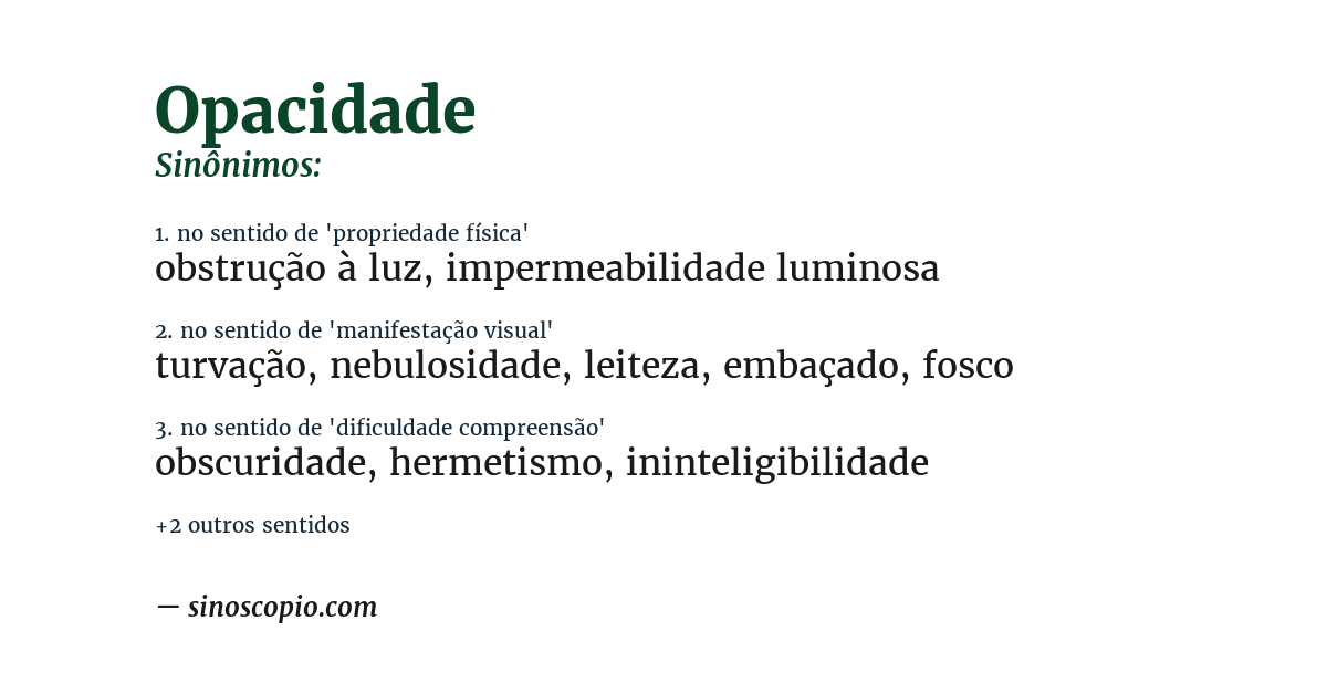 Sinônimo de opacidade